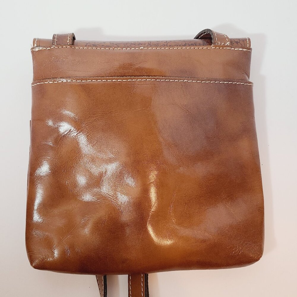 Patricia Nash Leather Crossbody – Vintage Map Print in Riot Rust - Picture 6 of 15